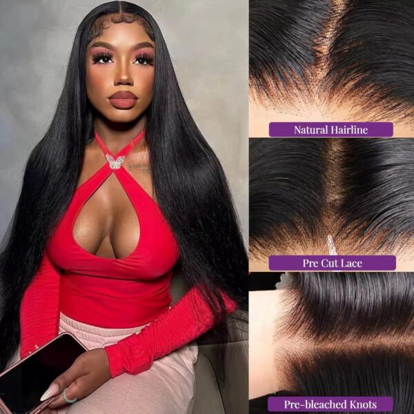 Brazilian Natural Bone Straight Frontal Wig, Double Drawn Raw Virgin HD Lace Front Human Hair Wigs - Image 6