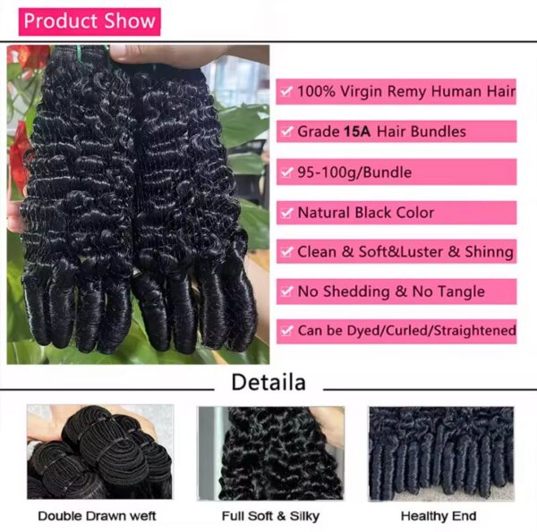 15A Burmese Curly Bundles Human hair Extensions Raw Human Hair Bundles - Image 3