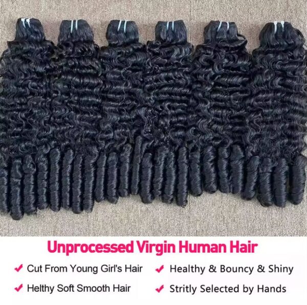 15A Burmese Curly Bundles Human hair Extensions Raw Human Hair Bundles - Image 4
