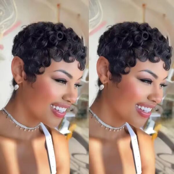 Loose Deep Short Pixie Cut With Peruvian Hair - Image 3