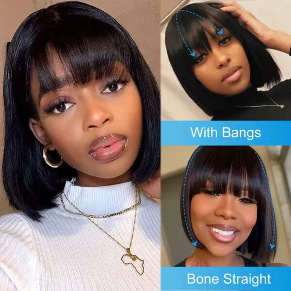 3x1 Middle Part Lace Bob Wigs with Bangs - Image 5