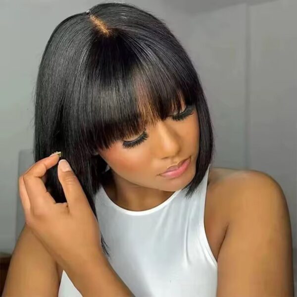 3x1 Middle Part Lace Bob Wigs with Bangs - Image 2
